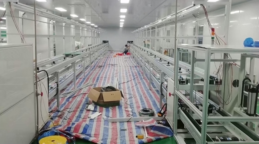 雙層倍速鏈裝配流水線組裝案例